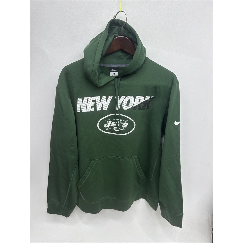 Nike NFL New York Jets Hoodie Men's Size L Green Football Pullover Jacket Therma